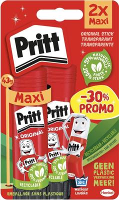 Quantore Lijmstift pritt stick original 43gr, 2st.