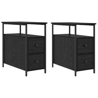 Nachtkastje 2 pcs Zwart eiken 30 x 60 x 60 cm Bewerkt hout