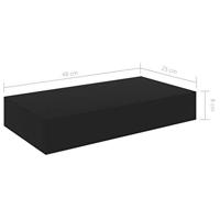 Wandschap met lade zwevend 48x25x8 cm zwart - thumbnail