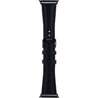 Senza Pure Leather Strap Apple Watch 42mm Deep Black - thumbnail