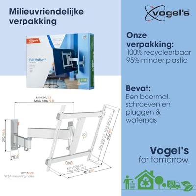 Vogels TVM 3445 Draaibare tv-beugel TV beugel Wit - thumbnail