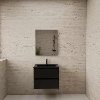 Badmeubel Boss & Wessing Paris 60 cm Mat Zwart Wastafel Compleet Mat Zwart Boss & Wessing