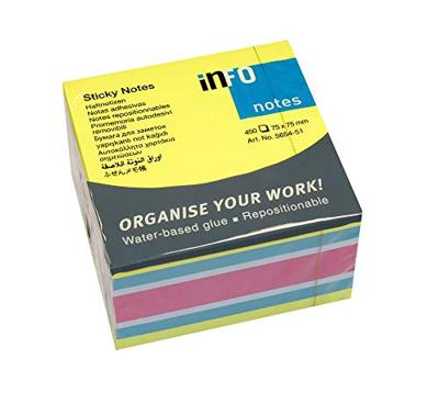Memoblok info notes kubus 450 vel 75x75mm neon assorti 450 vel | 12 stuks Memoblok info notes kubus 450 vel 75x75mm neon assorti 450 vel | 12 stuks