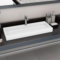 VidaXL Wastafel 120x46x11 cm mineraal gegoten/marmer gegoten wit - thumbnail