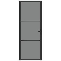 Binnendeur 76x201,5 cm ESG-glas en aluminium zwart - thumbnail
