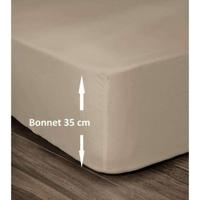 LOVELY HOME Hoeslaken 100% katoen 140x190cm - Muts 35cm - Beige - thumbnail