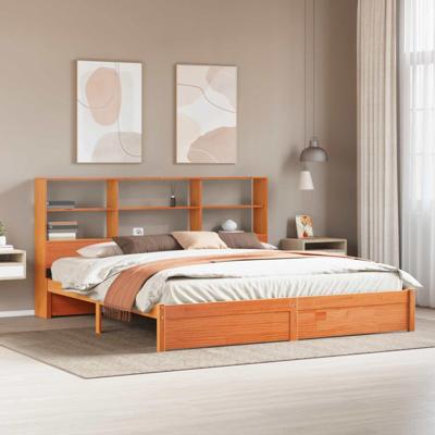 Bedframe met opberghoofdeksel Waskleur Bruin 180 x 200 cm