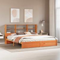 Bedframe met opberghoofdeksel Waskleur Bruin 180 x 200 cm - thumbnail