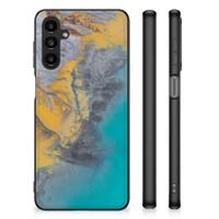 Samsung Galaxy A14 5G Marmeren Print Telefoonhoesje Marble Blue Gold - thumbnail