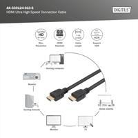 Digitus AK-330124-010-S HDMI-kabel HDMI Aansluitkabel HDMI-A-stekker, HDMI-A-stekker 1.00 m Zwart 8K UHD, Vergulde steekcontacten, Afscherming gevlochten, - thumbnail