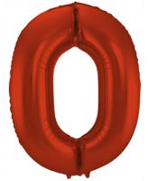 Folieballon Rood Metallic Mat Cijfer 0 - 86 cm - thumbnail