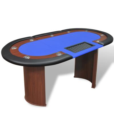 vidaXL Pokertafel voor 10 personen met dealervak en fichebak blauw