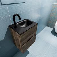 MONDIAZ ADA 40cm toiletmeubel dark brown. LEX wastafel urban rechts 1 kraangat - thumbnail