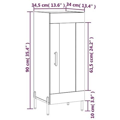 Dressoir 34,5x34x90 cm bewerkt hout grijs sonoma eikenkleurig