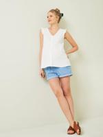 Zwangerschaps- en voedingsblouse van katoengaas - thumbnail