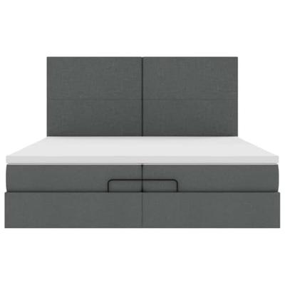 Ottoman bed met matrassen en LED's 200x200cm stof donkergrijs