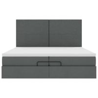 Ottoman bed met matrassen en LED's 200x200cm stof donkergrijs - thumbnail