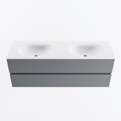 MONDIAZ VICA 140cm badmeubel onderkast Plata 2 lades. Wastafel MOON dubbel zonder kraangat, kleur Talc.