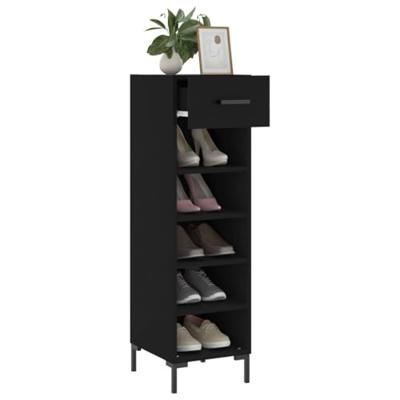VidaXL Schoenenkast 30x35x105 cm bewerkt hout zwart VidaXL Schoenenkast 30x35x105 cm bewerkt hout zwart