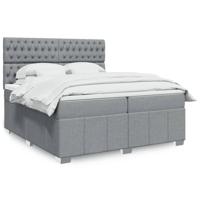 Boxspring met matras stof lichtgrijs 200x200 cm - thumbnail