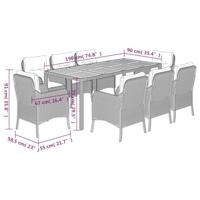 9-delige Tuinset met kussens poly rattan grijs - thumbnail