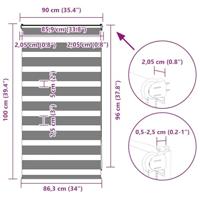 VidaXL Zebra rolgordijn 90x100 cm stofbreedte 85,9 cm donkergrijs - thumbnail
