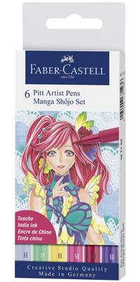 Faber Castell fc-167155 tekenstift faber-castell pitt artist pen manga 6-delig etui shôjo Faber Castell fc-167155 tekenstift faber-castell pitt artist pen manga 6-delig etui shôjo