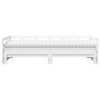 Slaapbank met onderschuifbed en matras 90x200 cm grenenhout wit - thumbnail