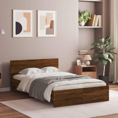 Bedframe met hoofdeinde bruin eikenkleur 135x190 cm