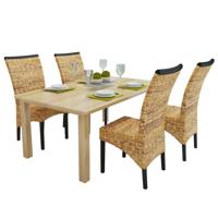 Eetkamerstoelen 2 st abaca en massief mangohout - thumbnail