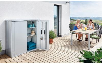 Biohort Romeo M terraskast zilvergrijs metallic 132x57x140 cm- - Metaal- Biohort