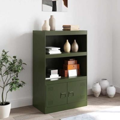 Dressoir 67x39x107 cm staal olijfgroen