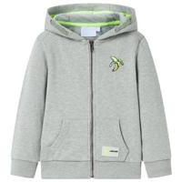 Kindervest met capuchon en rits 104 gemleerd lichtkaki - thumbnail