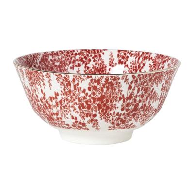 Schaaltje Mirna blaadjes groot - rood/wit - ø15.5x7 cm