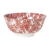 Schaaltje Mirna blaadjes groot - rood/wit - ø15.5x7 cm - thumbnail