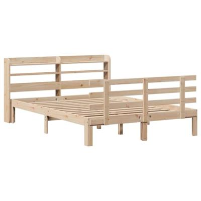 Bedframe met hoofdbord massief grenenhout wit 140x200 cm