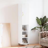 Hoge kast 34,5x34x180 cm bewerkt hout hoogglans wit - thumbnail