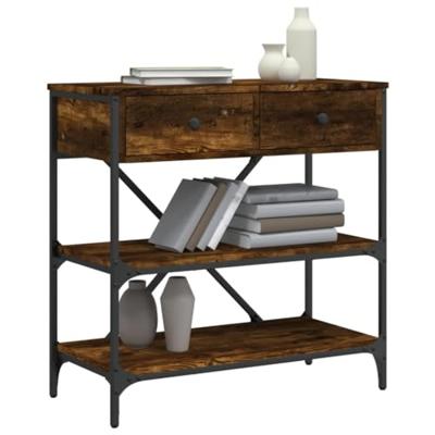 Wandtafel 75x34,5x75 cm bewerkt hout gerookt eikenkleurig Wandtafel 75x34,5x75 cm bewerkt hout gerookt eikenkleurig