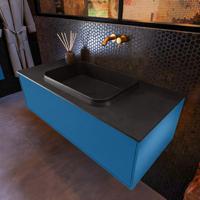 Badkamermeubelset Mondiaz Erin 100 cm met 1 Lade met RIDGE Wastafel Midden Urban Zonder Kraangaten Greeploos Mat Jeans - thumbnail