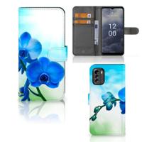 Nokia G60 Hoesje Orchidee Blauw - Cadeau voor je Moeder | Portemonnee hoesje - thumbnail
