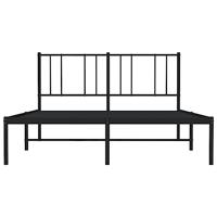 Bedframe met hoofdbord metaal zwart 140x200 cm - thumbnail