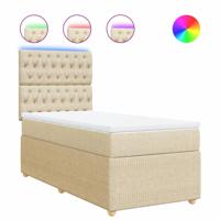 Boxspring met matras stof crèmekleurig 80x200 cm - thumbnail