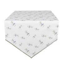 Clayre & Eef Tafelloper 50x160 cm Wit Katoen Olijven - thumbnail