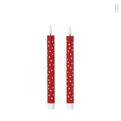 LED kaars hartjes - roze/rood - ø2.2x24 cm