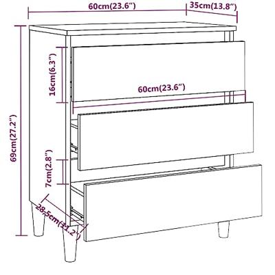 Dressoir 60x35x69 cm bewerkt hout gerookt eikenkleurig