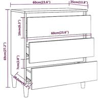 Dressoir 60x35x69 cm bewerkt hout gerookt eikenkleurig - thumbnail