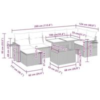 8-delige Loungeset met kussens poly rattan lichtgrijs - thumbnail