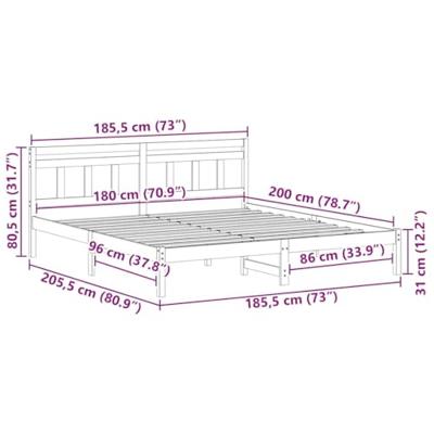 Bedframe met hoofdeinde Wit Massief grenenhout