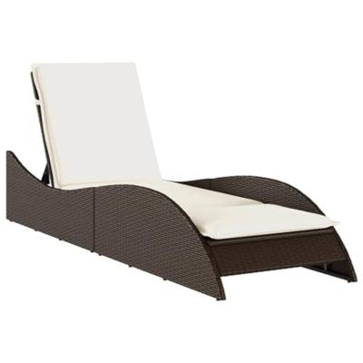 Ligbed met kussen 60x205x73 cm poly rattan bruin - thumbnail