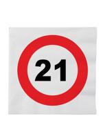 16 Servetten verkeersbord 21 jaar - thumbnail